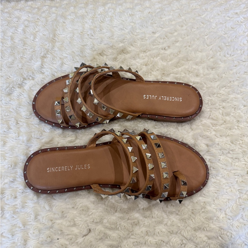 Sincerely Jules Tan Studded Sandals